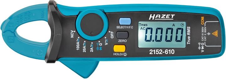 Produktbild HAZET Stromzange ∙ digital 2152-610 ∙ L x B x H: 34 mm x 60 mm x 175 mm (CAT II 600V, CAT III 300V, Zangenstrommesser)