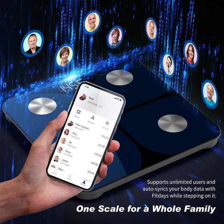 Produktbild Foryond Körperfettwaage mit App und Bluetooth-Funktion (180 kg)