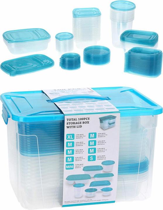 Immagine prodotto Excellent Houseware Set di barattoli Keep-fresh, 50 pezzi con coperchio, blu (12.60 l)