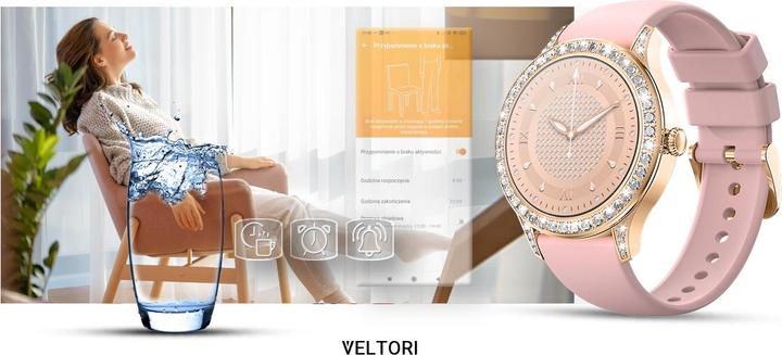 Actual product image Giewont Veltori VT360-1 Damen-Smartwatch, rosa Silikonarmband