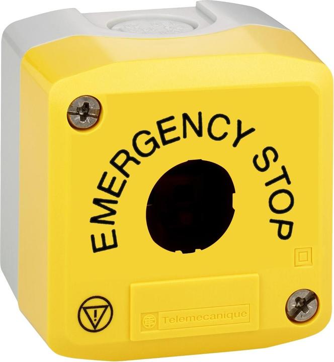 Actual product image Schneider Electric Empty housing, Harmony XALK, plastic, light grey, yellow, 1 hole, 22mm, EMERGENCY STOP XALK01H29 (Housing)