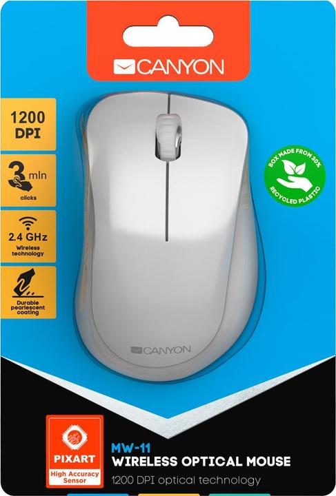 Actual product image Canyon Mouse MW-11 Wireless 3 buttons Pixart sensor pearl (Wireless)