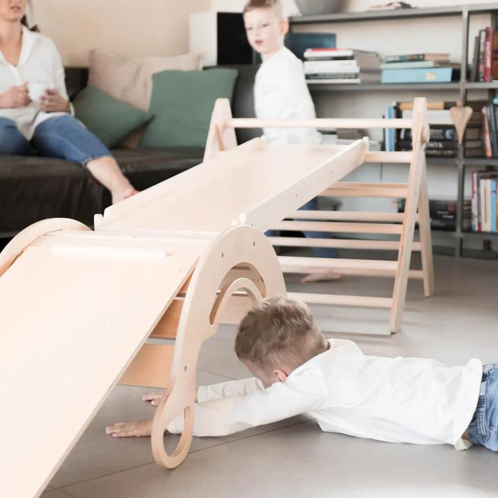 Actual product image Montessori Ladder + 2 double-sided boards + wooden swing set - colour light ® by busy kids