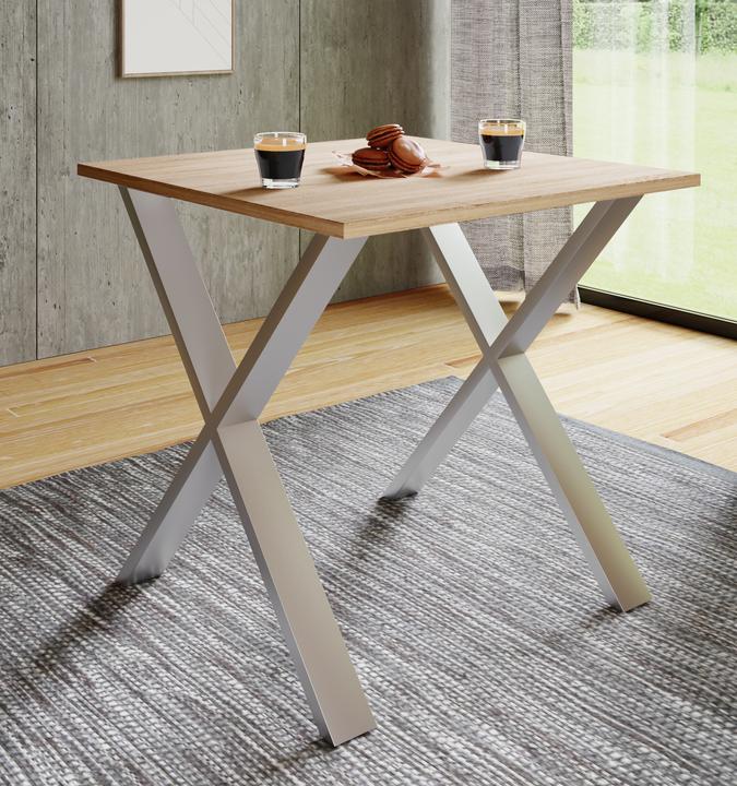 Image du produit VCM Table de salle à manger en bois Xona X Argent (80 x 80 x 76 cm)