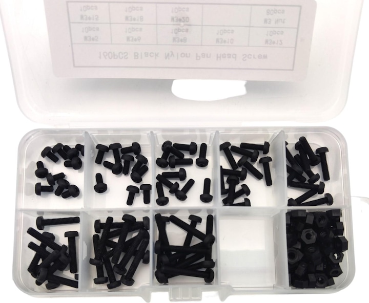 Produktbild Purecrea M3 Schraubensortiment Schwarz Nylon 160stk