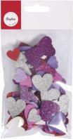 Produktbild Rayher Moosgummi Herzen Glitter, 2+3cm ø, 100 Stück