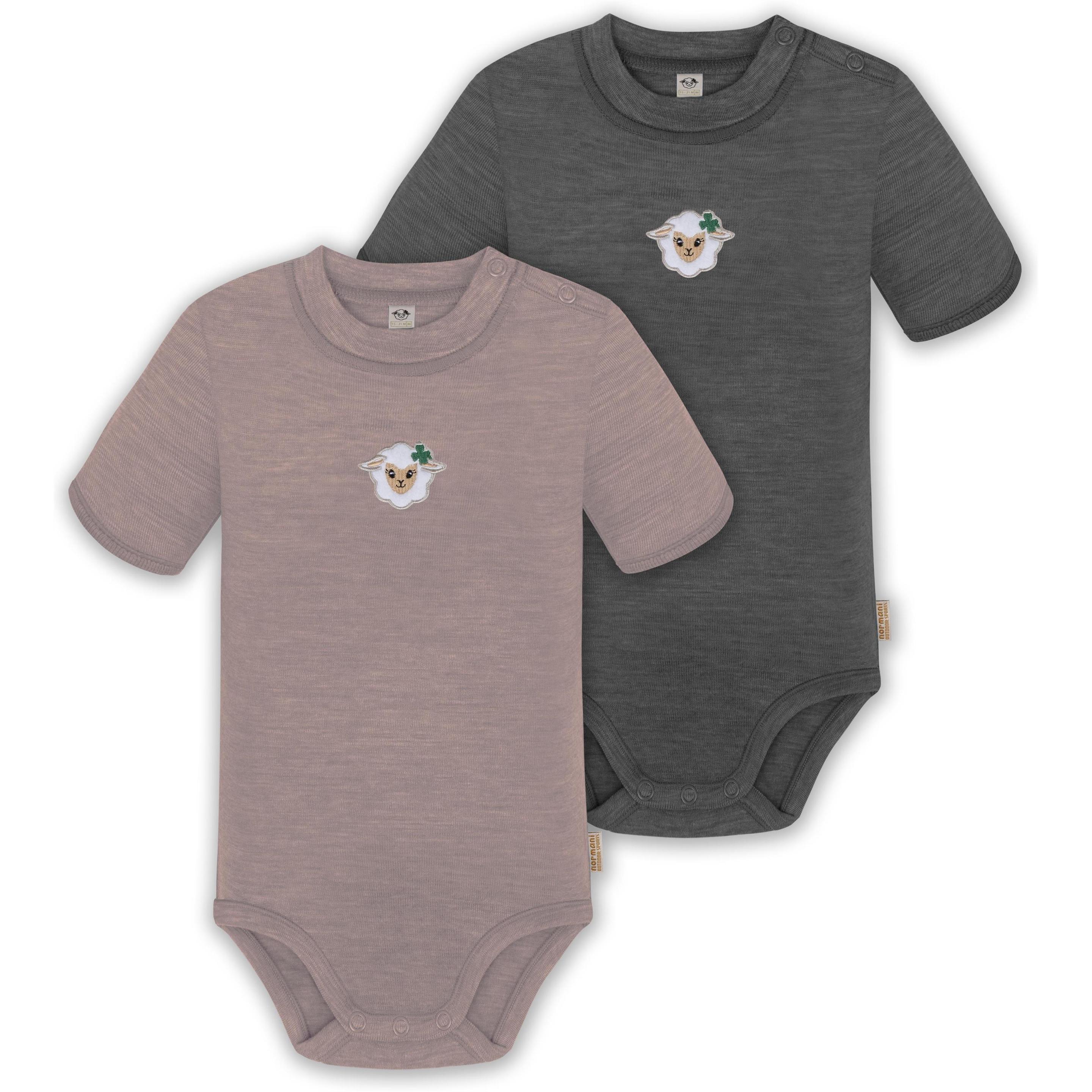 Normani, Herren, Body, 2er Set Baby Merino Kurzarmbody „Tihoi" - 9317, Rosa, (86)