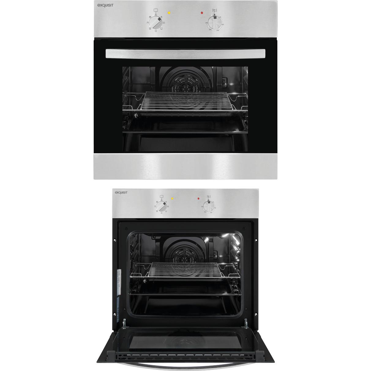 Exquisit EBE 555-1.1U, Backofen Einbau, Silber, Schwarz