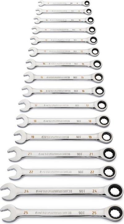 Actual product image Gear Wrench 12-kant Ratschen-Ringmaulschlüssel Satz, 90Z, 16-tlg.