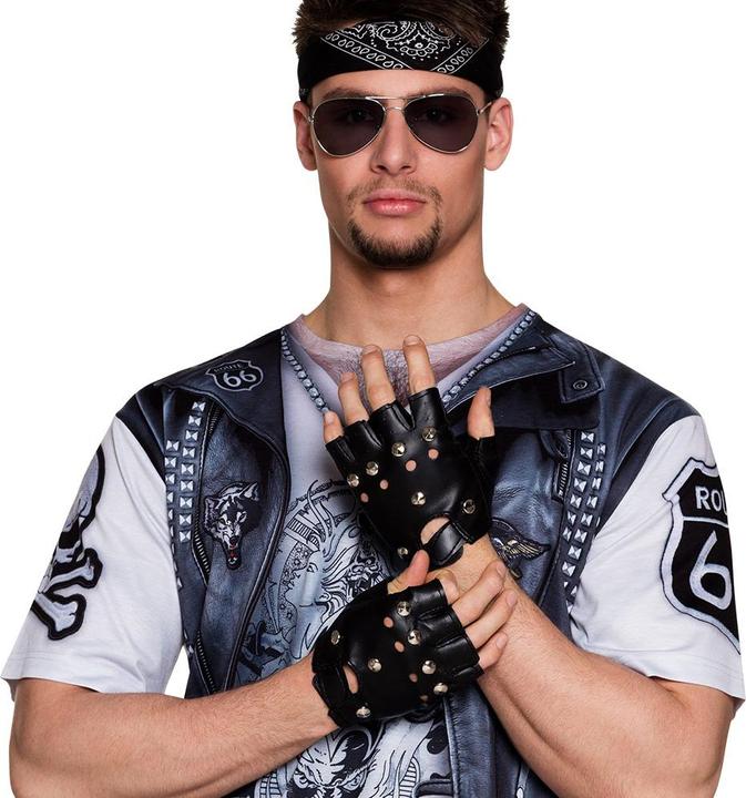 Produktbild Rubies Biker/punk Handschuhe : Fingerlos Mit Nieten