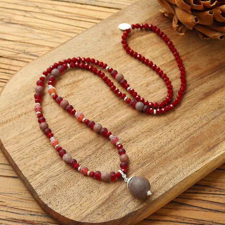 Image du produit Andreani Parure de bijoux en aventurine violette véritable (Rouge)