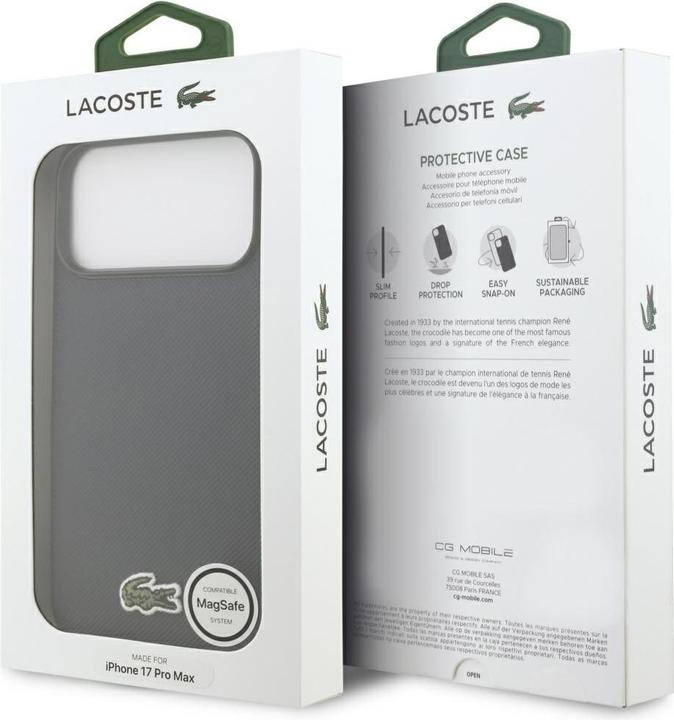 Actual product image Lacoste Iconic Petit Pique Woven Logo MagSafe Case for iPhone 17 Pro Max Navy Blue (Apple iPhone 17 Pro Max)