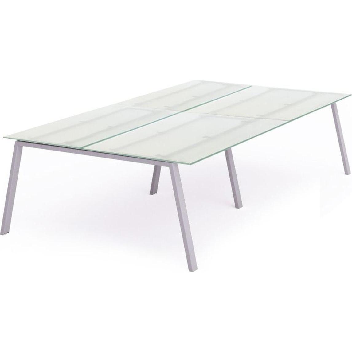Rocada, Schreibtisch, Mehrfacharbeitstisch Blanca BxTxH 360x163x73cm Gestell grau Platte Glas satiniert