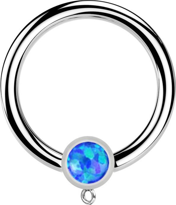 Immagine prodotto Star Piercing Anello Micro Closure argento con cilindro blu opale Anello per ciondolo (senza ottone, Acciaio chirurgico 316L)
