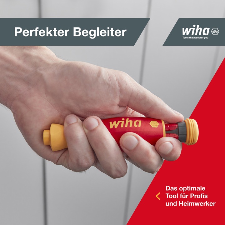 Productafbeelding Wiha Schroevendraaierset gemengd PocketMax elektrisch 4 st. met opbergbare bitset (Gleuf)