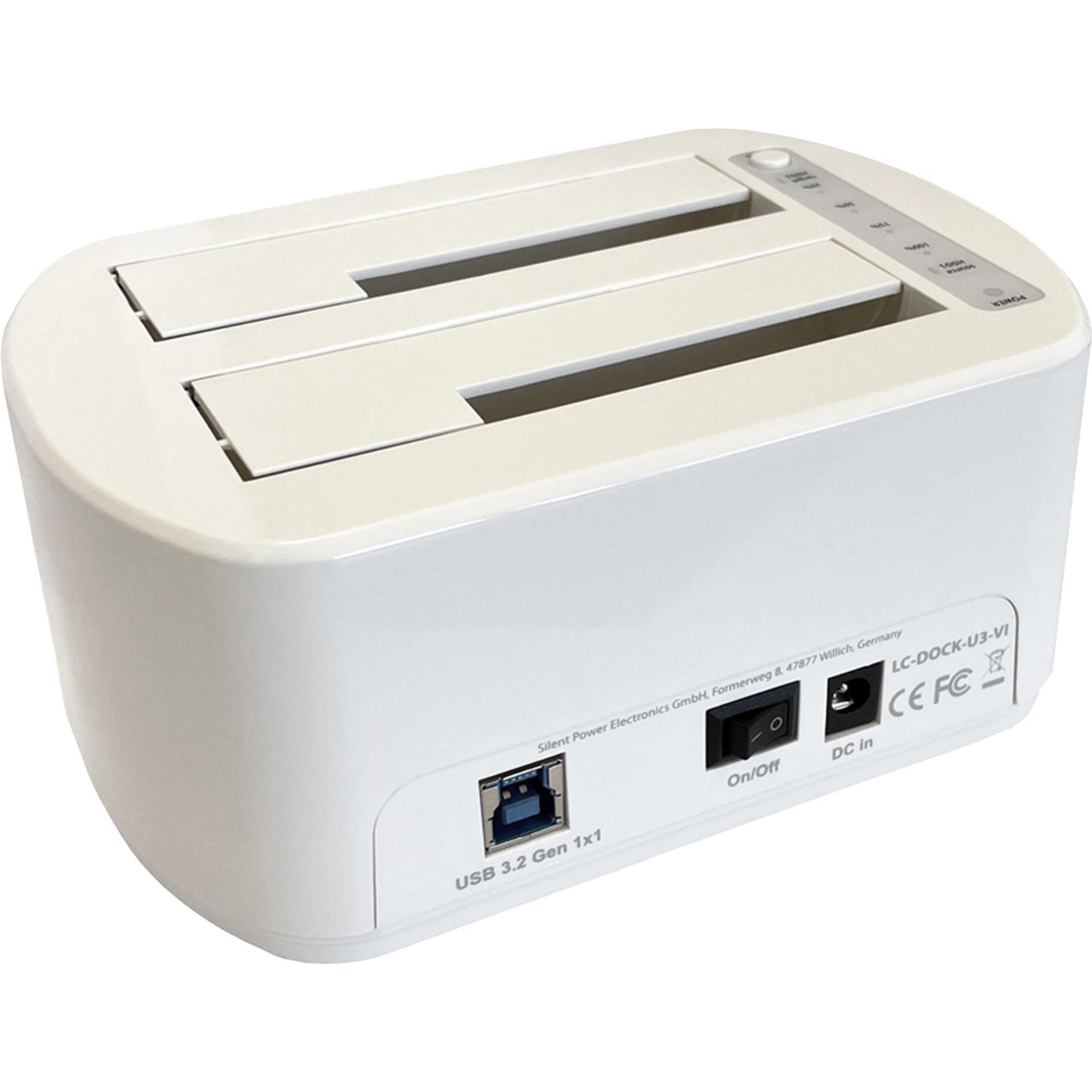 LC-Power LC-DOCK-U3-VI USB3.2 1xHDD/SSD Docking 2.5/3.5 Whit retail (USB-C, 2 porte), Docking station + Hub USB, Bianco