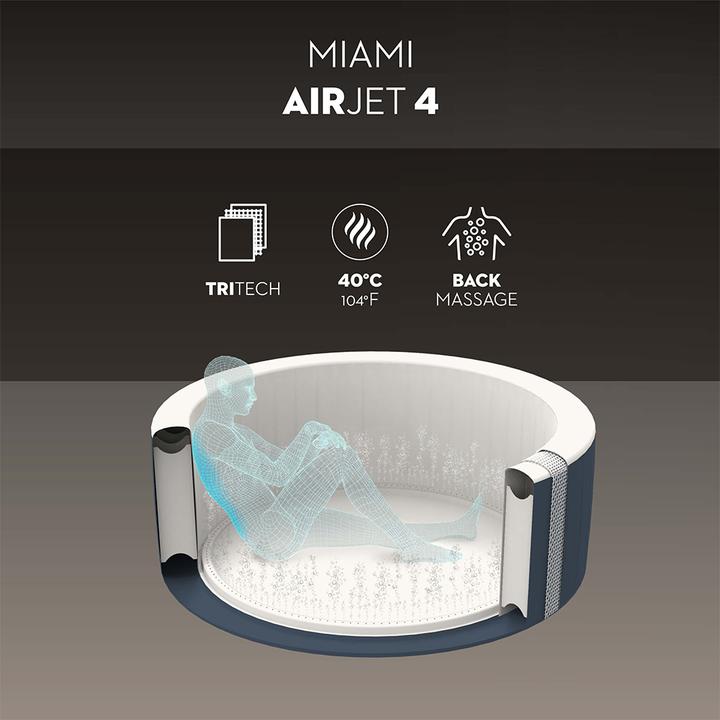 Produktbild Bestway LAY-Z-SPA Miami energieeffizienter aufbl asbarer Whirlpool mit AirJet 180 x 66 cm (4 Personen)