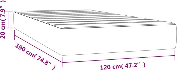 Produktbild VidaXL Taschenfederkernmatratze Hellgrau Stoff (120 x 190 cm, Federkern)