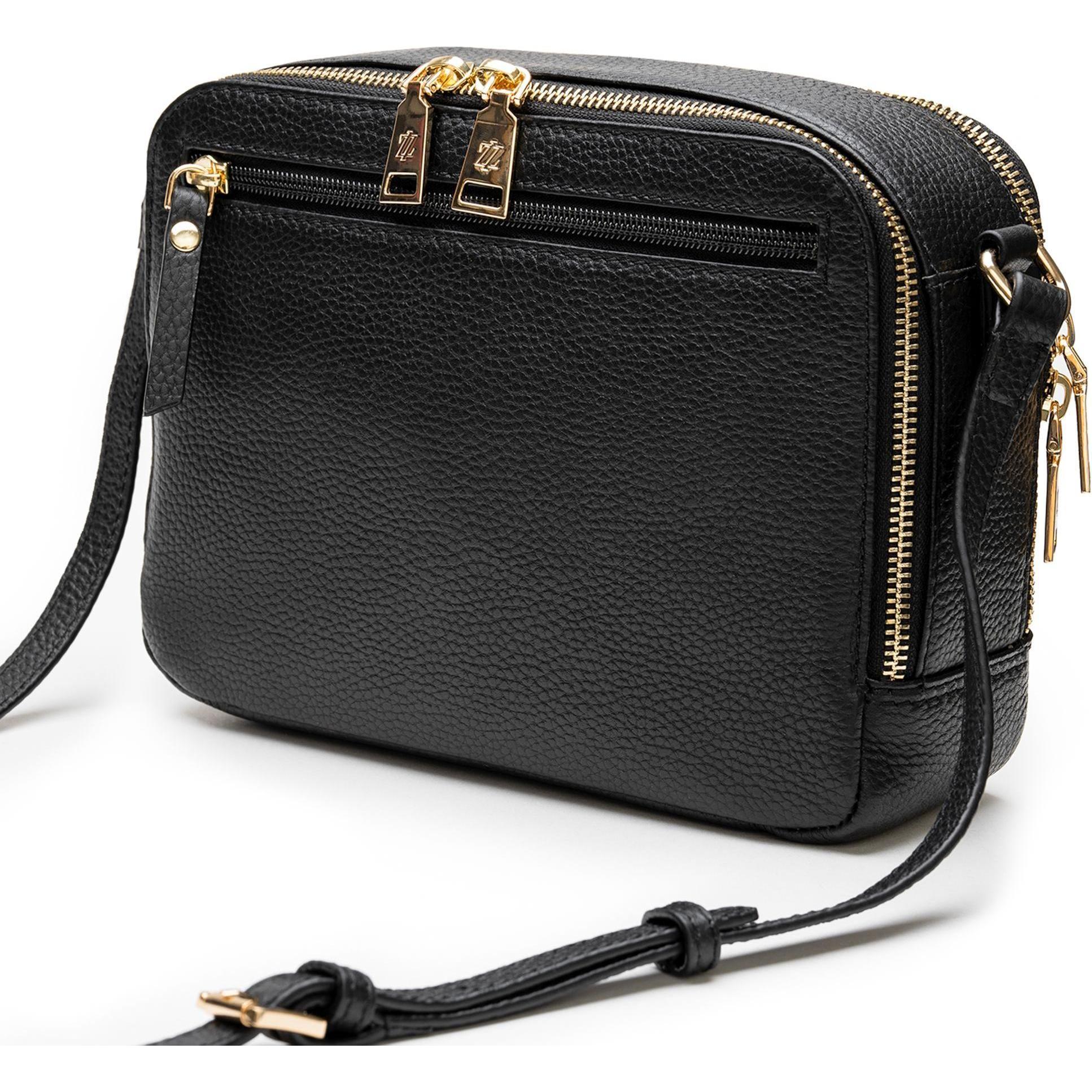 Lazarotti, Handtasche, Bologna Leather Umhängetasche Leder 21 cm, Schwarz