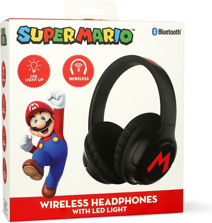 Actual product image OTL Super Mario Wireless headphones with LED light