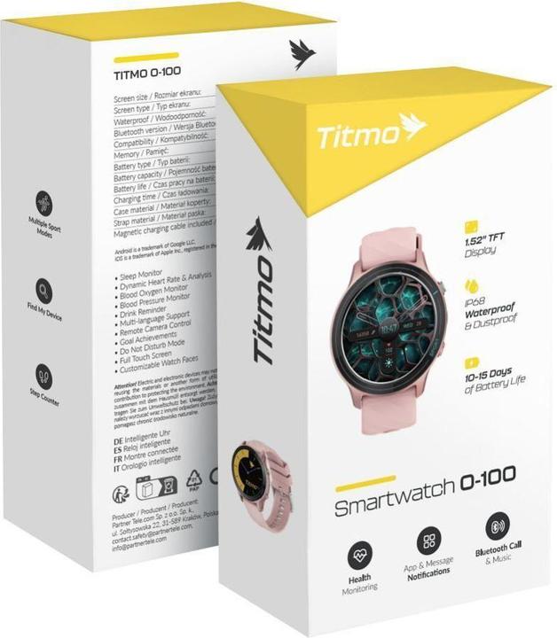 Immagine prodotto Avizar Smart watches Titmo Smartwach TITMO O-100 (TFT, bluetooth call) pink (46 mm)
