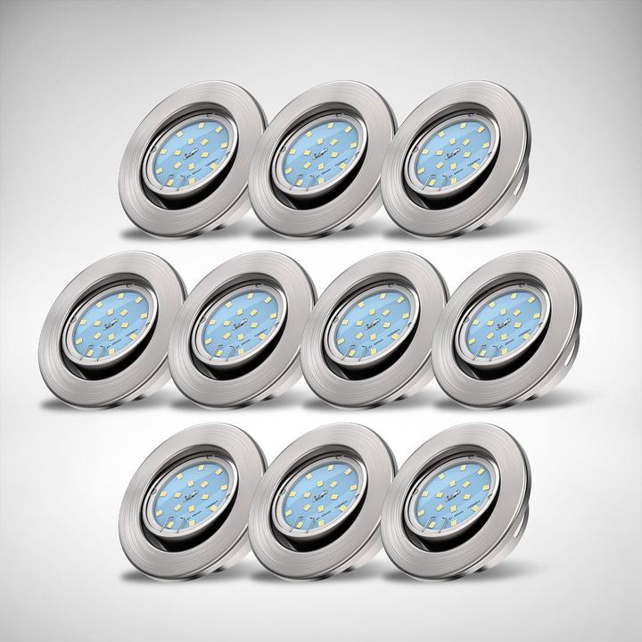 Produktbild B.K.Licht LED Einbauleuchten-Set, matt-nickel, 10xLED-Modul (400 lm)