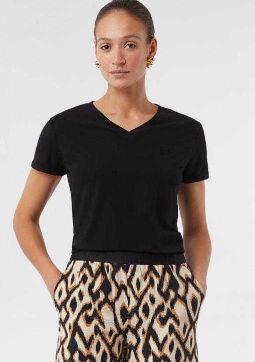 Image du produit Comma T-Shirt Jersey-T-Shirt mit Stickerei und V-Ausschnitt (34)