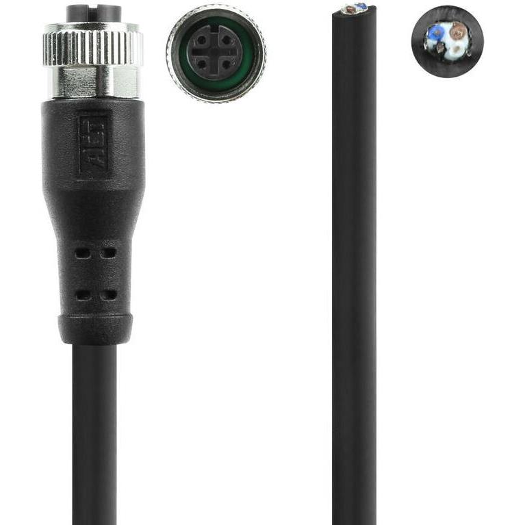Thumbnail - ACT Industrial 1.50 meters Sensor cable M12A 4-pin female to open end Superflex Xtreme TPE cable, shield, Elektronikkabe...