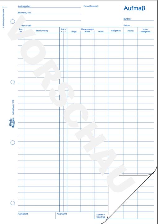 Nährwerte und Zutaten Avery Aufmass (50x)
