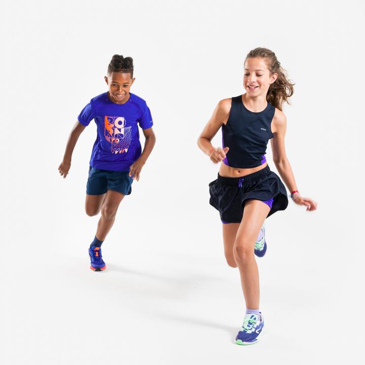 Actual product image Kiprun Laufshirt kurzarm Kinder atmungsaktiv - 500 Dry+ blau/rot (152)