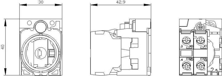 Produktbild Siemens Holder for 3 modules, plastic, 1NO