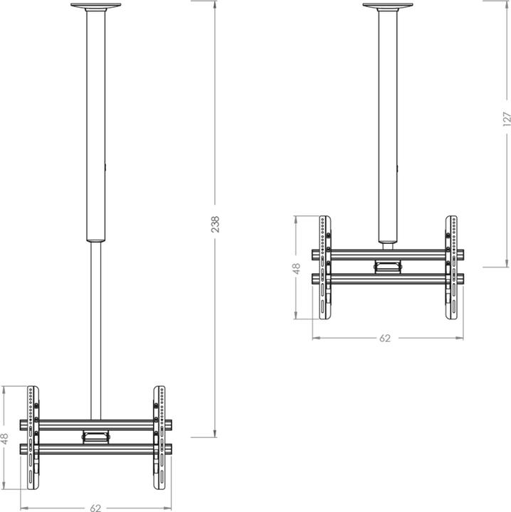 Image du produit VCM Morgenthaler CM 4 Maxi Support TV pour plafond 106,7 cm (42") 165,1 cm (65") De (Plafond, 65", 50 kg)