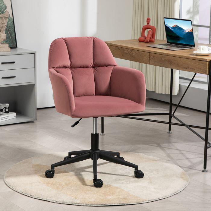 Produktbild Swisshandel24 Bürostuhl, Samtoptik, mit Armlehne, Rosa