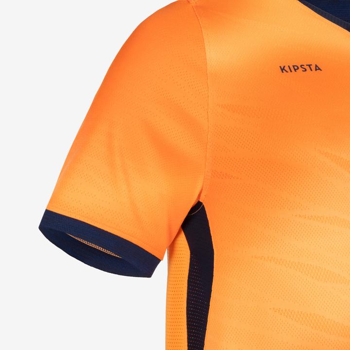 Image du produit Kipsta Maillot de football à manches courtes homme/femme - CLR orange/bleu marine (M)