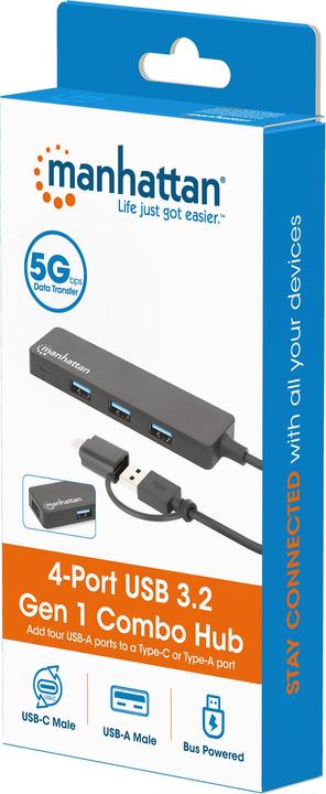 Actual product image Manhattan 4-Port USB 3.0 Type-C / Type-A Combo Hub (USB-C, 4 Ports)
