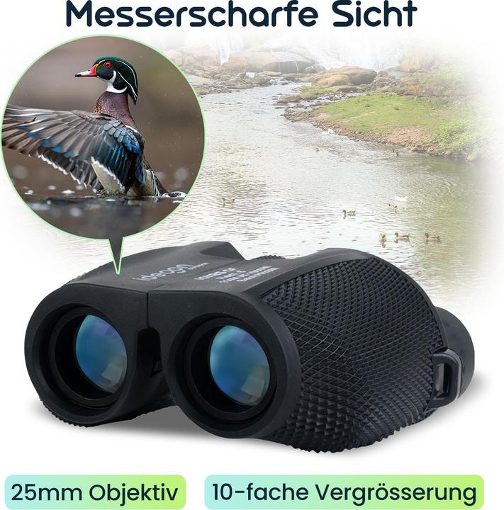 Produktbild Comfort Aid Kompaktes Mini Fernglas 10x25: Kompakt-Feldstecher für Jagd, Wandern & Outdoor (10x, 25 mm)