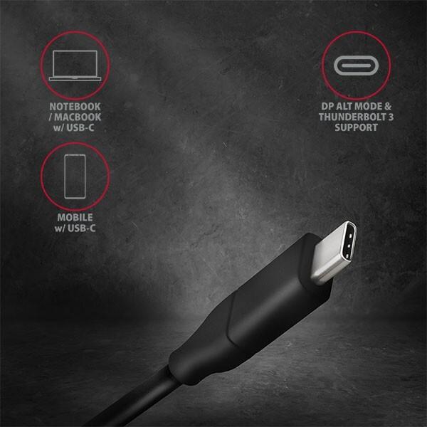 Actual product image Axagon RVC-DPC USB-C to DisplayPort cable, 1.8 m, 4K/60Hz (1.80 m)