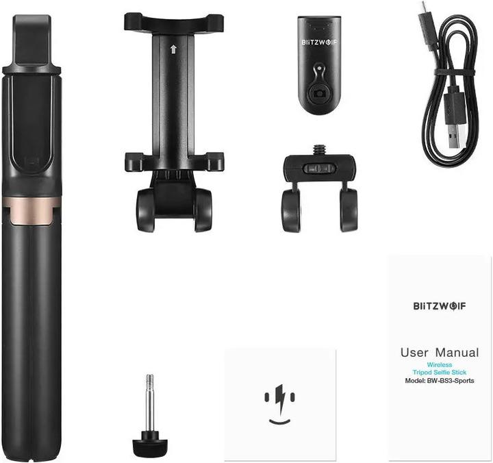 Actual product image BlitzWolf 3 in 1 Mobile Phone and Actioncam Tripod Vlogging + Selfie Stick