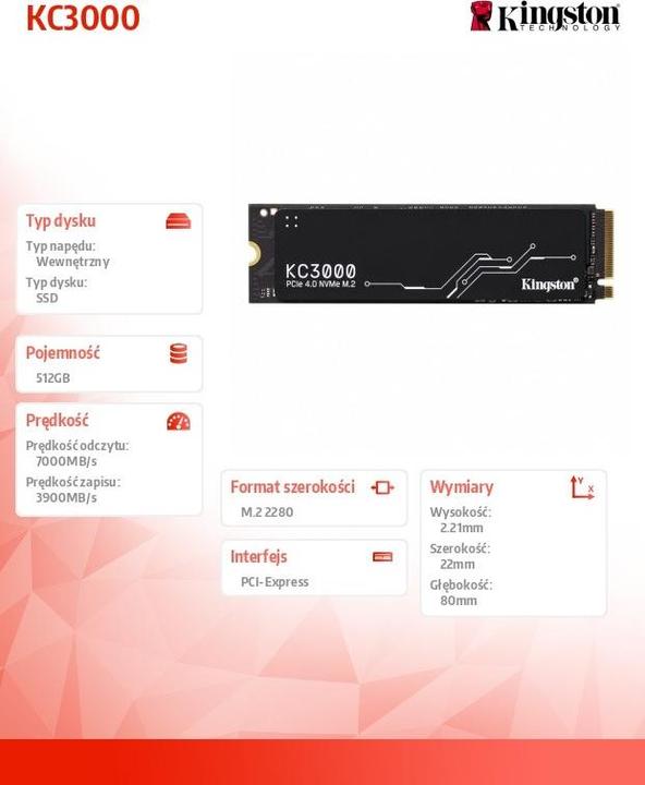 Image du produit Kingston KC3000 (512 Go, M.2 2280)