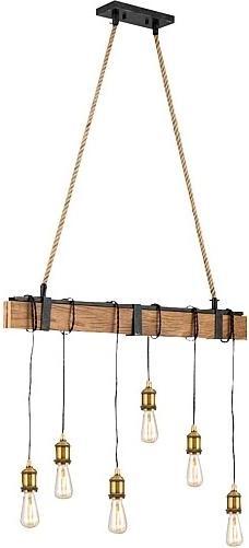 Actual product image Orion HL 616516 Vintage Wooden Pendant Light 6flg (E27)
