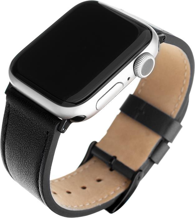 Actual product image Fixed - Leather Strap 32mm - Apple Watch 1/2/3/4/5/6/7/8/9/10/SE/SE 2 (38/40/41/42mm) - Black (Genuine leather)