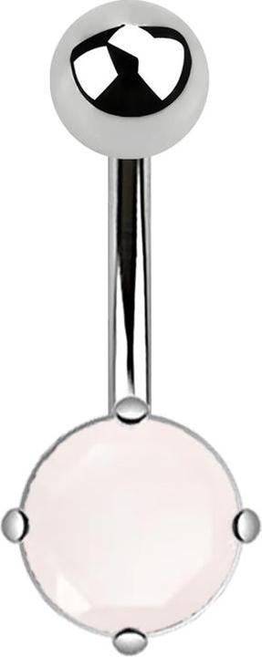 Immagine prodotto Star Piercing Banana in argento con pietra di giada rosa rotonda (Mnerale, senza ottone, Acciaio chirurgico 316L)