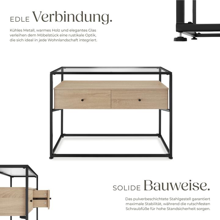 Actual product image tectake Hallway console table Reading | 101.5x41.5x80.5cm with two shelves & two drawers