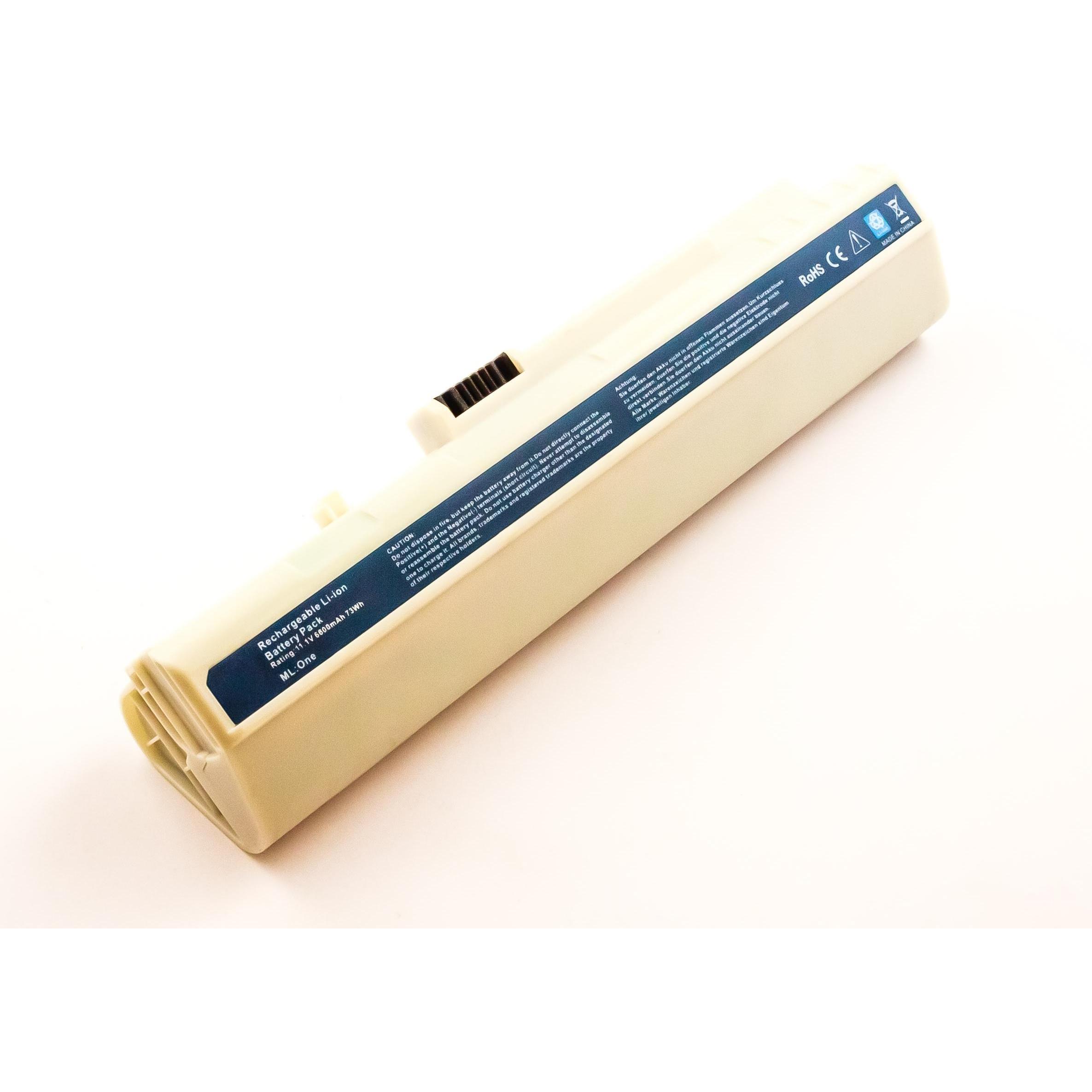AGI Akku kompatibel mit Acer Aspire One A110/A150/D150/D250/ZG5H (6600 mAh), Notebook Akku, Weiss