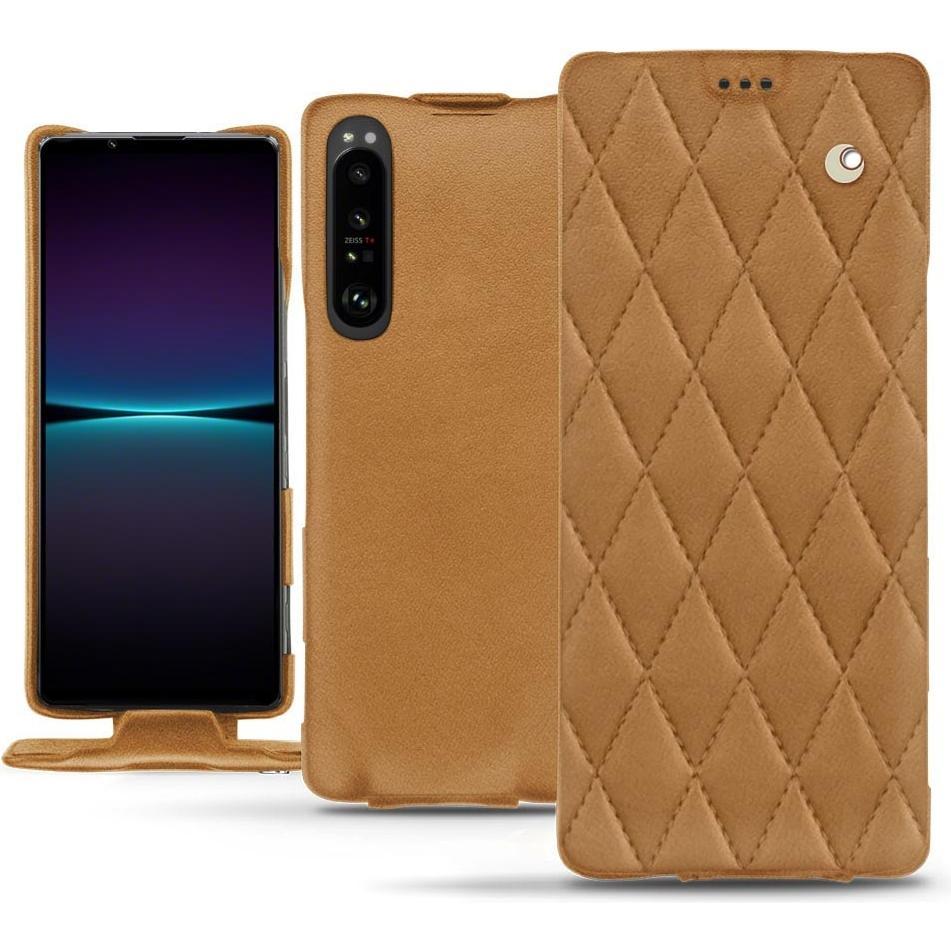 Noreve Lederschutzhülle vertikal (Sony Xperia 1 IV), Smartphone Hülle, Braun