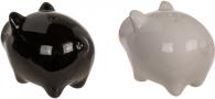Image du produit G. Wurm Salière/poivrière Cochons avec nez magnétique, lot de 2, en céramique noire, blanche (L/H/P) 7x5x5cm (Sel)