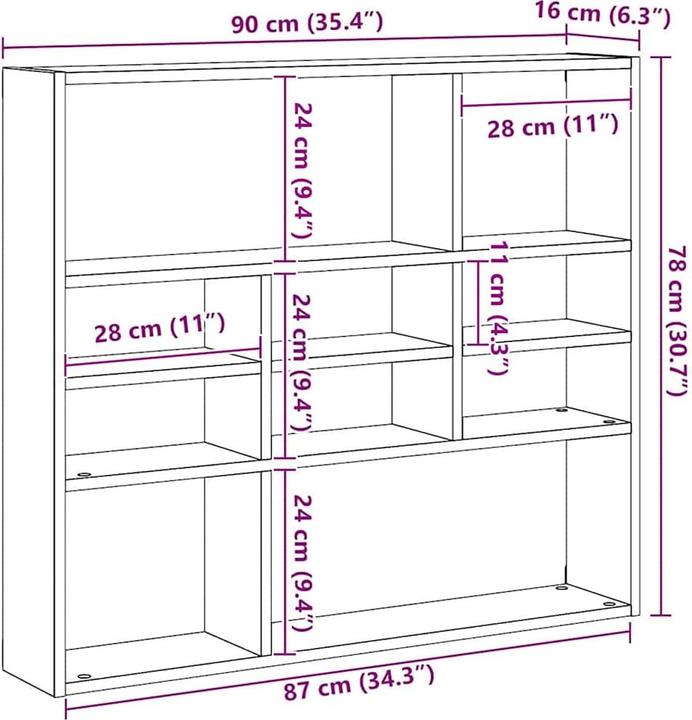 Produktbild vidaXL Darrel (90 x 16 x 78 cm)