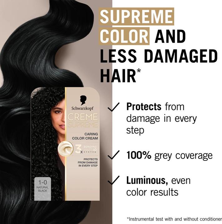 Image du produit Schwarzkopf Creme Supreme Hair Color Shade 10 Natural Black (Naturel Noir)