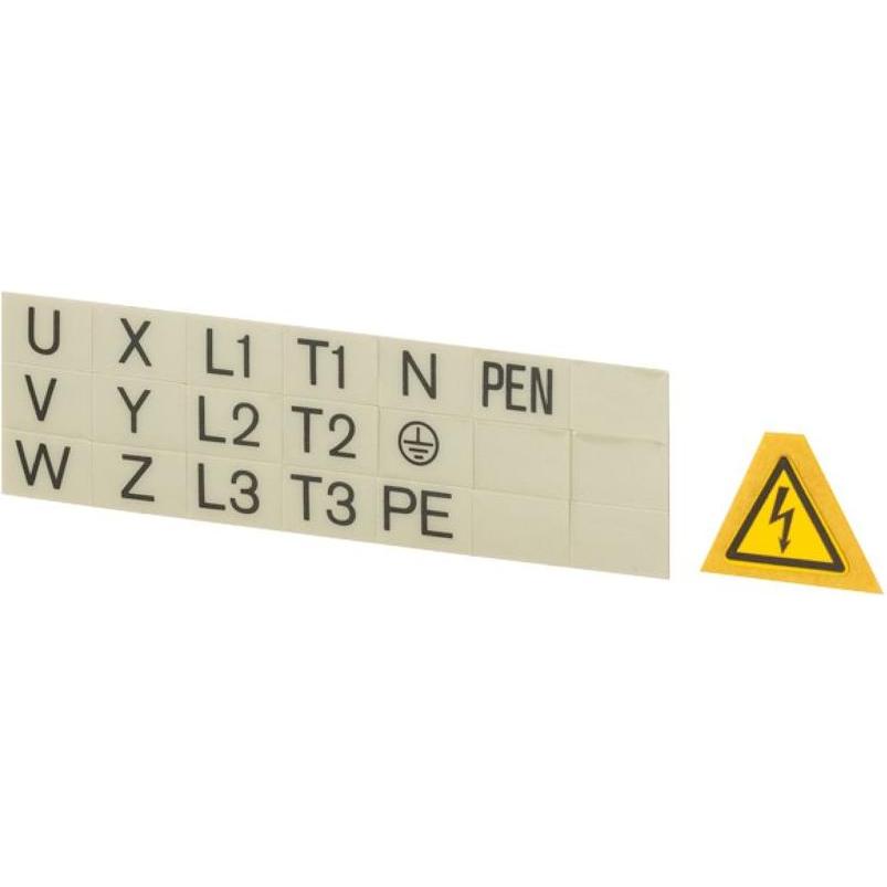10x Eaton, Sicherheitskennzeichnung, Blitzpfeil +Anschlussbezeichnung, für 217294
