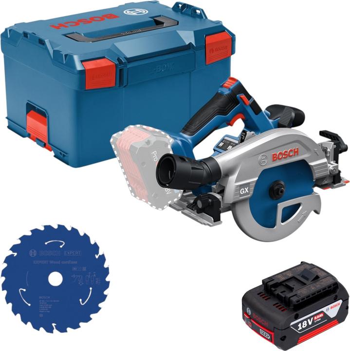 Produktbild Bosch Professional Bosch GKS 18V-57-2 GX Professional Akku Kreissäge 18 V 165 mm Brushless + 1x Akku 5,0 Ah + L-Boxx -